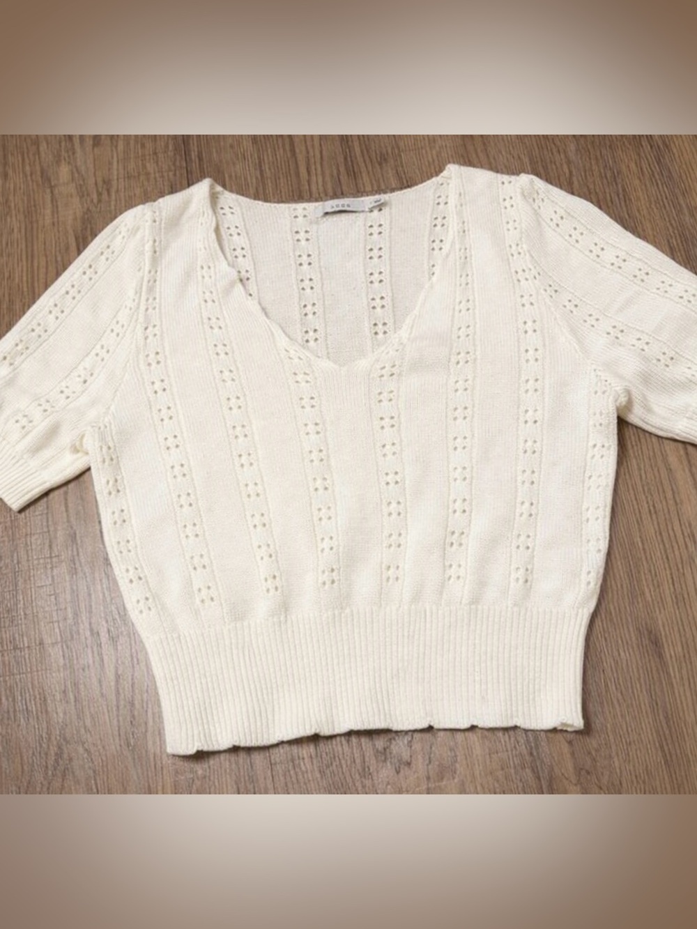 Lush crop top knit short‑sleeve sweater